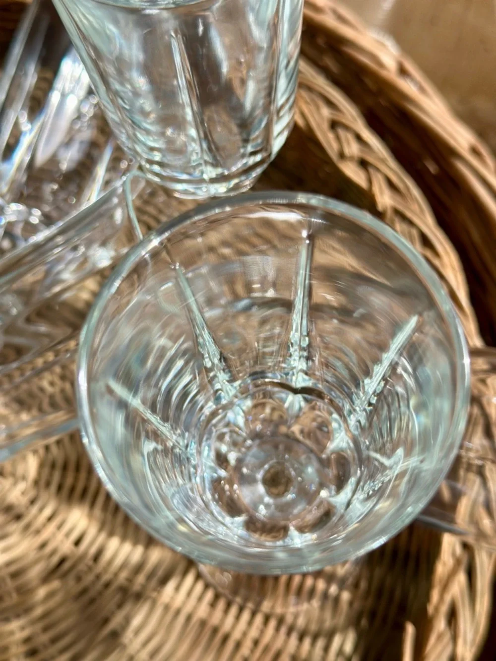 Vintage Style Champagne Flutes Paneled Glass Set of 5